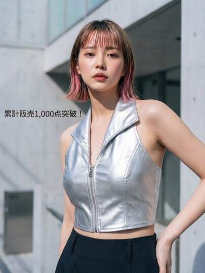 SHEIN ICON Của phụ nữ Thon gọn Dây kéo mặt trước Vòng cổ Không tay Áo hai dây