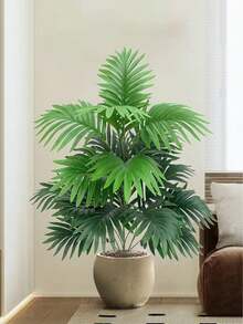 Planta artificial grande de palmera de 70 cm a 80 cm, hojas de bambú falsas con textura de caparazón de tortuga, verde, para interior, planta falsa sin mantenimiento para decoración de sala de estar, oficina en casa, planta de piso decorativa, árbol tropical, regalo para mujeres y hombres, decoración comercial, planta de acento - Verde - Ver 5