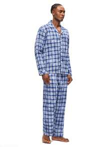 Rest Era Men's Plaid Long Sleeve Top And Pants Pajama Set - Multicolor - View 4