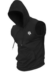 Chillumni Áo hoodie nam in họa tiết có dây rút - màu đen - Xem 4