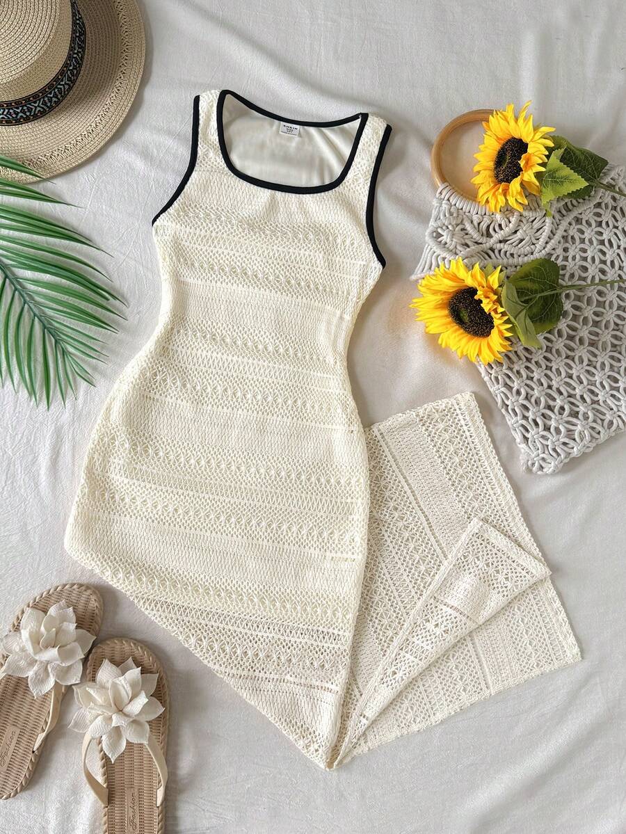 SHEIN فستان كاجوال بدون أكمام وبتصميم ضيق للفتيات المراهقات للعطلات - متعدد الألوان - مشاهدة 1