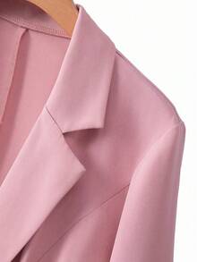 Plus Size Women's Fashionable Commuter Gentle Elegant Floral Print Blazer And Loose A-Line Skirt 2-Piece Set, Business Casual Outfit Blazer Set Women Skirt Suits For Women Two Pieces Women Sets Skirt Floral Blazer Blazer Skirt Set Spring Outfits For Women - Pink - View 6