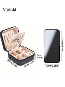 1pc Travel Jewelry Storage Box, Women Gift, Mini Jewelry Organizer, Necklace & Earrings Holder With Mirror, Pink Travel Essential,Women's Day Gift,For Holiday Beach, Bathroom Collection, Bedroom Collection, Large Capacity - Multicolor - View 6