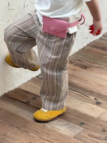 DAZY Quần dài kẻ sọc dáng rộng thoải mái cho bé trai - Màu Khaki - Xem 1