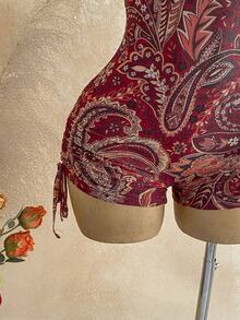 Soleia Áo liền quần hai dây phối ren tương phản in họa tiết hạt điều dành cho nữ, thích hợp cho kỳ nghỉ. - Nhiều màu - Xem 6