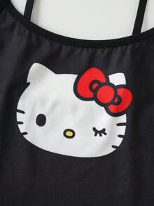 HELLO KITTY AND FRIENDS | SHEIN 女士卡通印花吊带文胸套装 - 黑色 - 查看 4