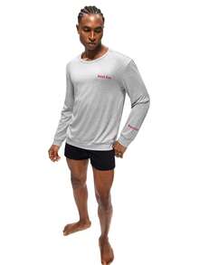Men's Grey Autumn Casual Crew Neck Long Sleeve Sweatshirt,Rest Era Red Text Print On Chest And Sleeves,Comfortable Fashionable Daily Wear Top - Grey - View 3
