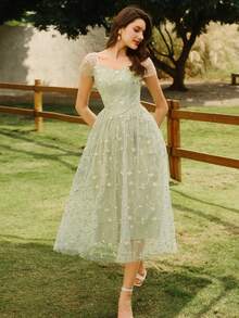 Vintamour 复古优雅女士连衣裙 碎花连衣裙 网纱刺绣碎花休闲度假长裙 夏季连衣裙 女士夏季服装 女士夏季穿搭 春季连衣裙 节日服装 节日连衣裙 母亲节连衣裙 母亲节服装 优雅连衣裙 女士度假服装 女士夏季度假服装 度假连衣裙 休闲连衣裙 乡村风格连衣裙 毕业礼服 婚礼宾客连衣裙 绿色连衣裙 - 綠色 - 查看 2