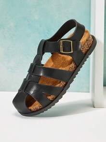 Mini mi Girl's Fashion Comfy Fisherman Sandals - Black - View 1