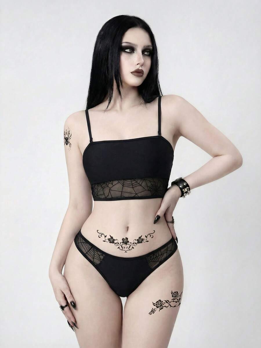 ROMWE Goth 女士比基尼套装 - 黑色 - 查看 1