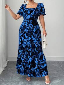 Elenzga Gaun Tanpa Lengan Elegan, Biru & Putih, Cocok untuk Acara Formal, Pakaian Urban, Musim Semi/Panas/Gugur, Ukuran Besar - Biru - View 4