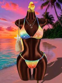 Amplova Women's Coated Shiny Fabric Sexy & Outfit, Suitable For Holiday Wear - Multicolor - View 2