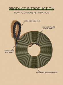 Pet Training Rope, Lightweight Leash Preventing Escaping For Outdoor Walking - Army Green - View 2