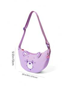 SHEIN X Care Bears 1 件装卡通图案印花装饰斜挎包，斜挎包，小包，适合旅行、通勤、外出等，适合学生、男女，图案为欢呼熊、分享熊 - 紫色 - 查看 8