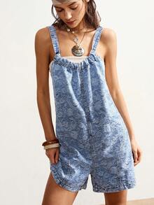 Bohemela 新款加大码女式牛仔连体裤，休闲提花牛仔紧身衣，浅蓝色连体裤，夏季。夏季女装，沙滩装，度假装，Y2K牛仔连体裤，夏季连体裤，牛仔背带短裤，蓝色牛仔连体裤，牛仔短裤连体裤，女式背带裤，女式工装裤，夏季女式连体裤，女式沙滩装，女式背带裤 - 淺色水洗藍 - 查看 2