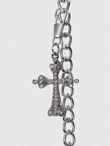 ROMWE Goth Túi đeo chéo thời trang nữ bằng da PU tráng gương hình mắt quỷ - màu đen - Xem 5