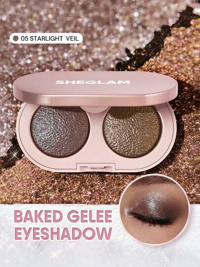 SHEGLAM Prismalight Baked Gelee Eyeshadow Duo-05 Starlight Veil Brand Beauty Makeup Face Paint Cosmetic For Women Girls Perfect For Spring Summer Ideal For Y2K Fancy Fashion Suitable For Birthday Mother'S Day Gift Rave Party Ready Best Color