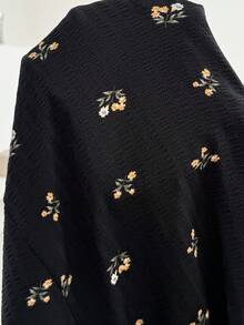 Plussiva Calça casual de uso diário com estampa total, plissada, Plus Size para gestantes - Preto - Visão 7