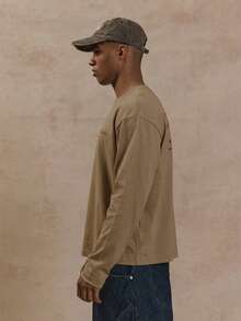 Musero Oversized Long Sleeve Branded Chest Print Graphic Patch Print Tshirt Spring&Summer - Brown - View 3