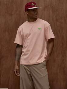 Musero Oversized Short Sleeve Graphic Printed T-Shirt Fall/Autumn Winter - Baby Pink - View 5