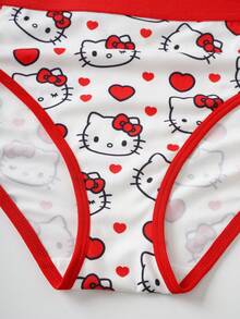 HELLO KITTY AND FRIENDS | SHEIN 女士卡通印花吊带文胸套装 - 紅白色 - 查看 7