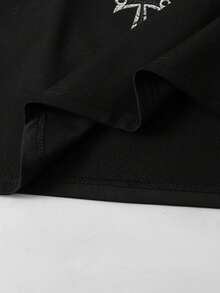 ROMWE MEN Street Life Áo tank top nam in họa tiết, đính đinh tán, dáng rộng - màu đen - Xem 4