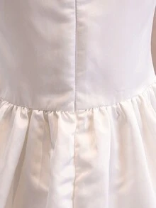 SHEIN 少女纯色荷叶边时尚度假连衣裙 - 白色 - 查看 5
