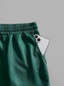 Sorvial 男士夏季休闲撞色拼布字母印花T恤和短裤套装 - 彩色 - 查看 6