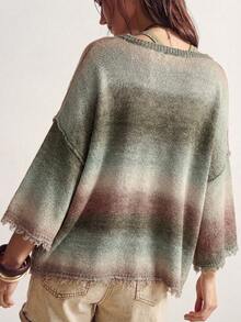 Bohemela Suéter holgado de punto con efecto ombré y desgastado - Multicolor - Ver 8