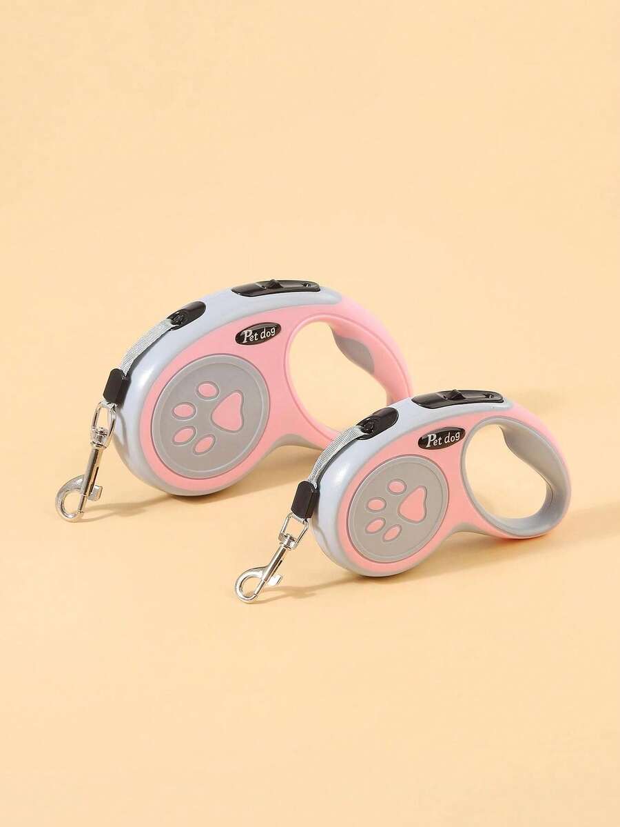 1pc Pet Automatic Retractable Traction Rope With Multiple Color Options, Random Style - Pink - View 1