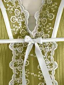 Top de camisola de fiesta con parches de encaje y decoración de lazo - Verde - Ver 3