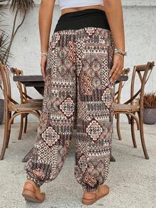 SHEIN LUNE Quần dài in họa tiết cỡ lớn kiểu dáng thường ngày - Nhiều màu - Xem 2