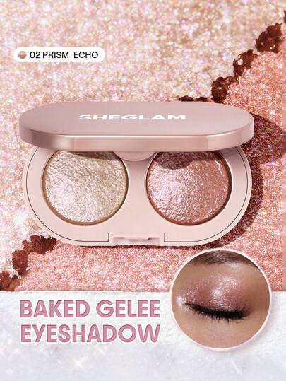 SHEGLAM Prismalight Baked Gelee Eyeshadow Duo-02 Prism Echo Brand Beauty Makeup Face Paint Cosmetic For Women Girls Perfect For Spring Summer Ideal For Y2K Fancy Fashion Suitable For Birthday Mother'S Day Gift Rave Party Ready Best Color