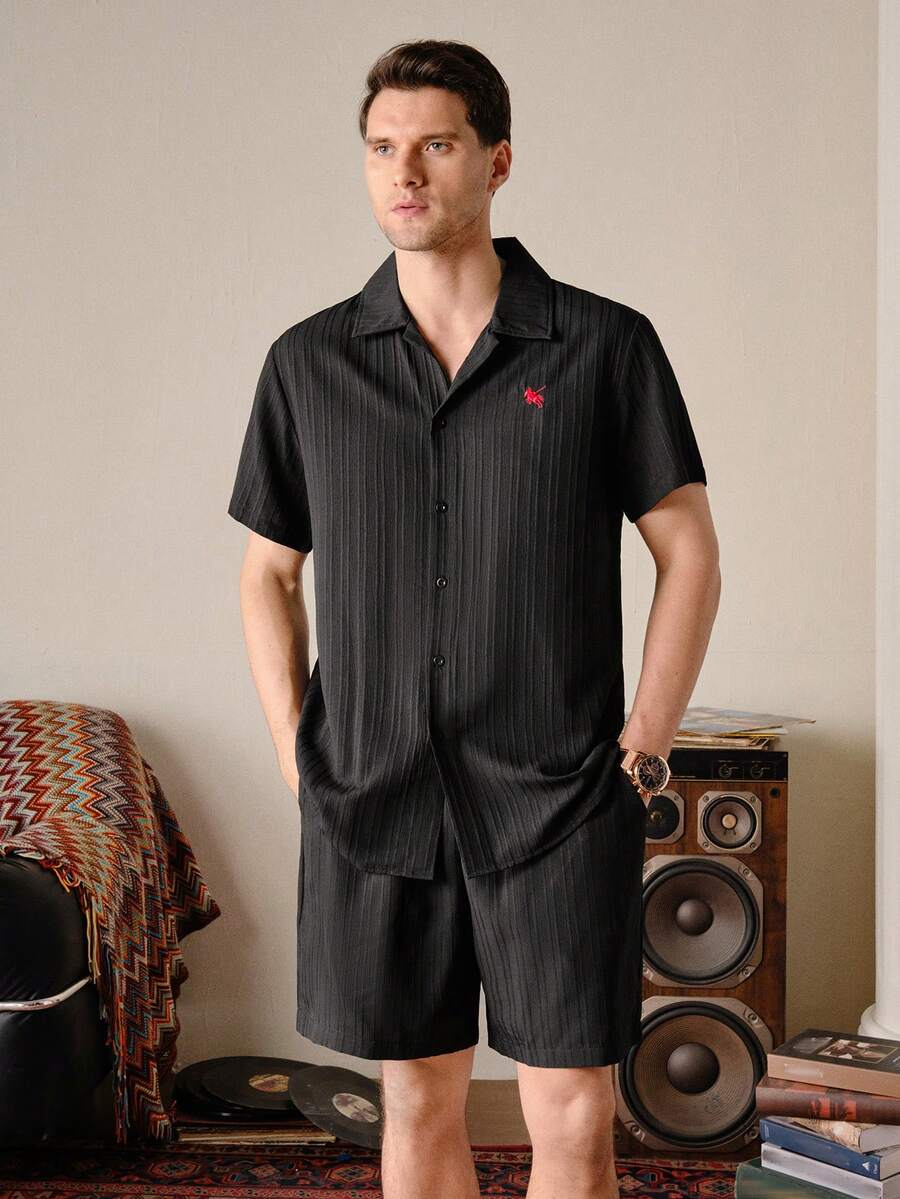 VeloEdit Conjunto de camisa para hombres - Negro - Ver 1