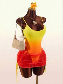 Amplova 2026 New Romantic Semi-Sheer Basic Tight-Fitting Comfortable Mini Dress For Women,Summer Dresses For Women - Orange - View 3