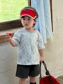 DAZY Infant Boys' 2 In 1 Patchwork Short Sleeve Top, Spring/Summer Toddler - Grey - View 7