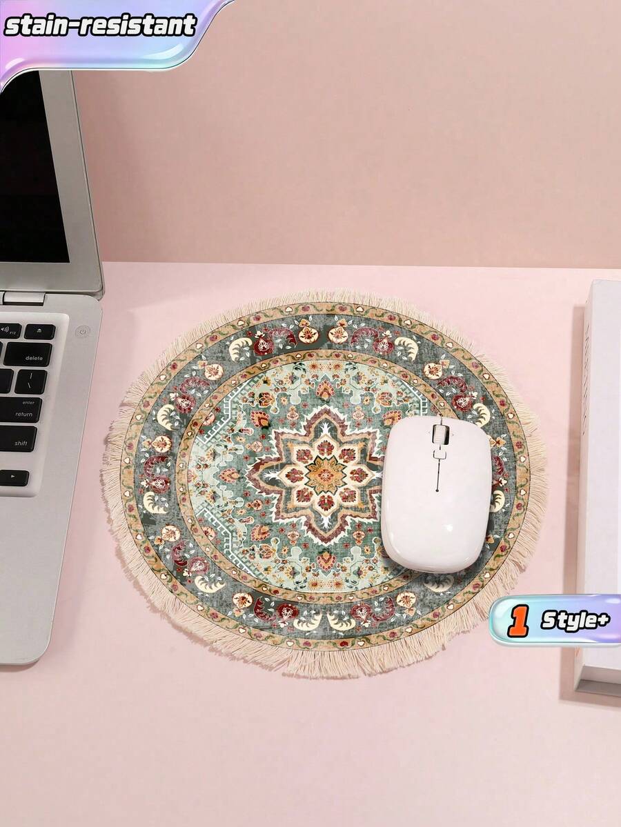 Tấm lót chuột kiểu Trung Đông, thiết kế thảm Ba Tư, có tua rua, có thể dùng làm kê cổ tay văn phòng hoặc lót ly. - Nhiều màu - Xem 1