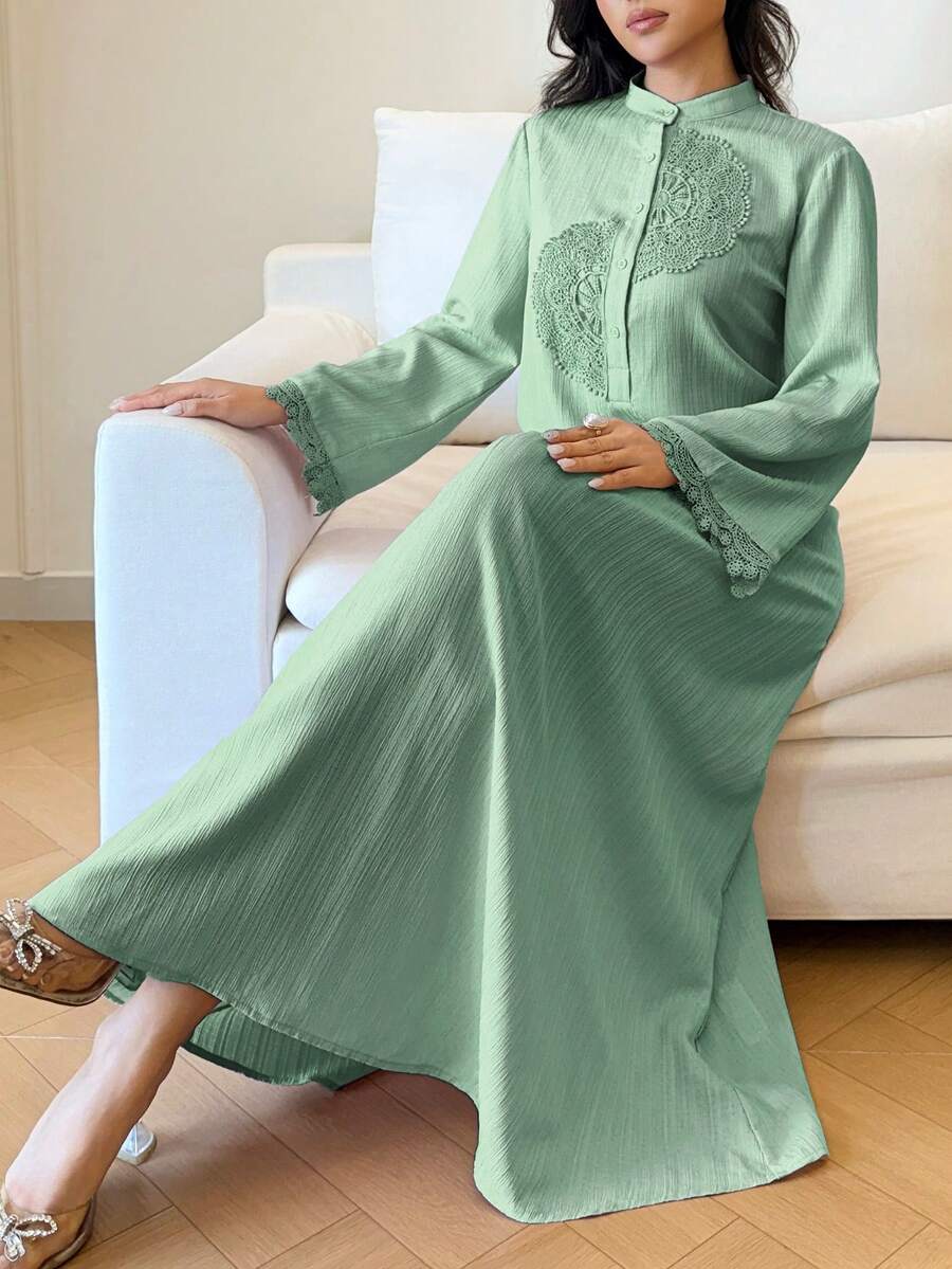 Yasmyna Đầm nữ cổ tàu kiểu Ả Rập, thích hợp cho tiệc tùng và du lịch. - màu xanh lá - Xem 1