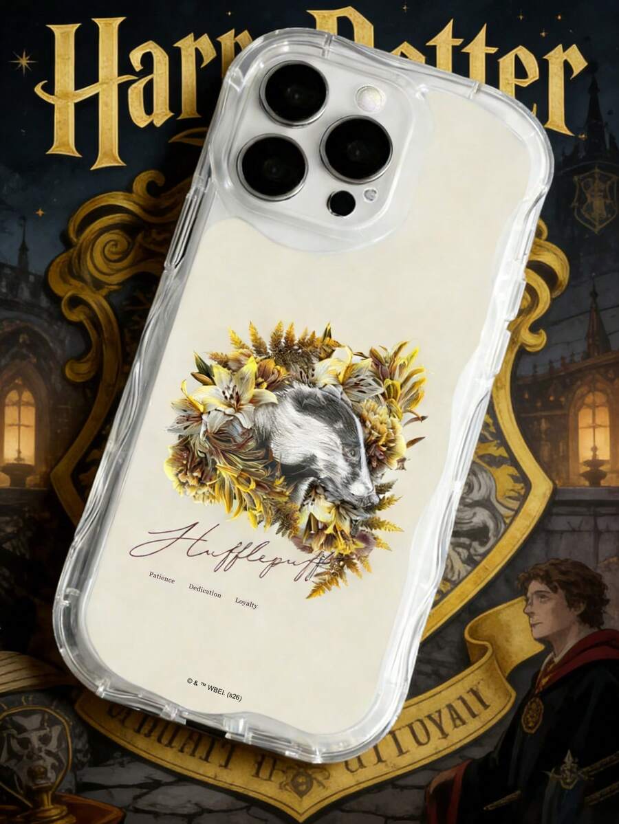 HARRY POTTER X SHEIN 哈利波特格兰芬多、R和S莱特林花卉手机壳,波浪边透明软壳,防摔耐磨,HP周边 - 彩色 - 查看 1
