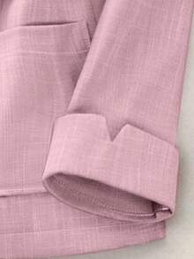Franclia Áo blazer nữ màu trơn cổ chữ V cài một hàng khuy, kiểu dáng thường ngày, đa năng, tay dài, thích hợp đi làm, mùa xuân. Áo blazer nữ màu hồng, bộ vest nữ, áo blazer công sở, bộ vest nữ, trang phục công sở, áo blazer nữ, bộ vest nữ. - Hồng - Xem 5