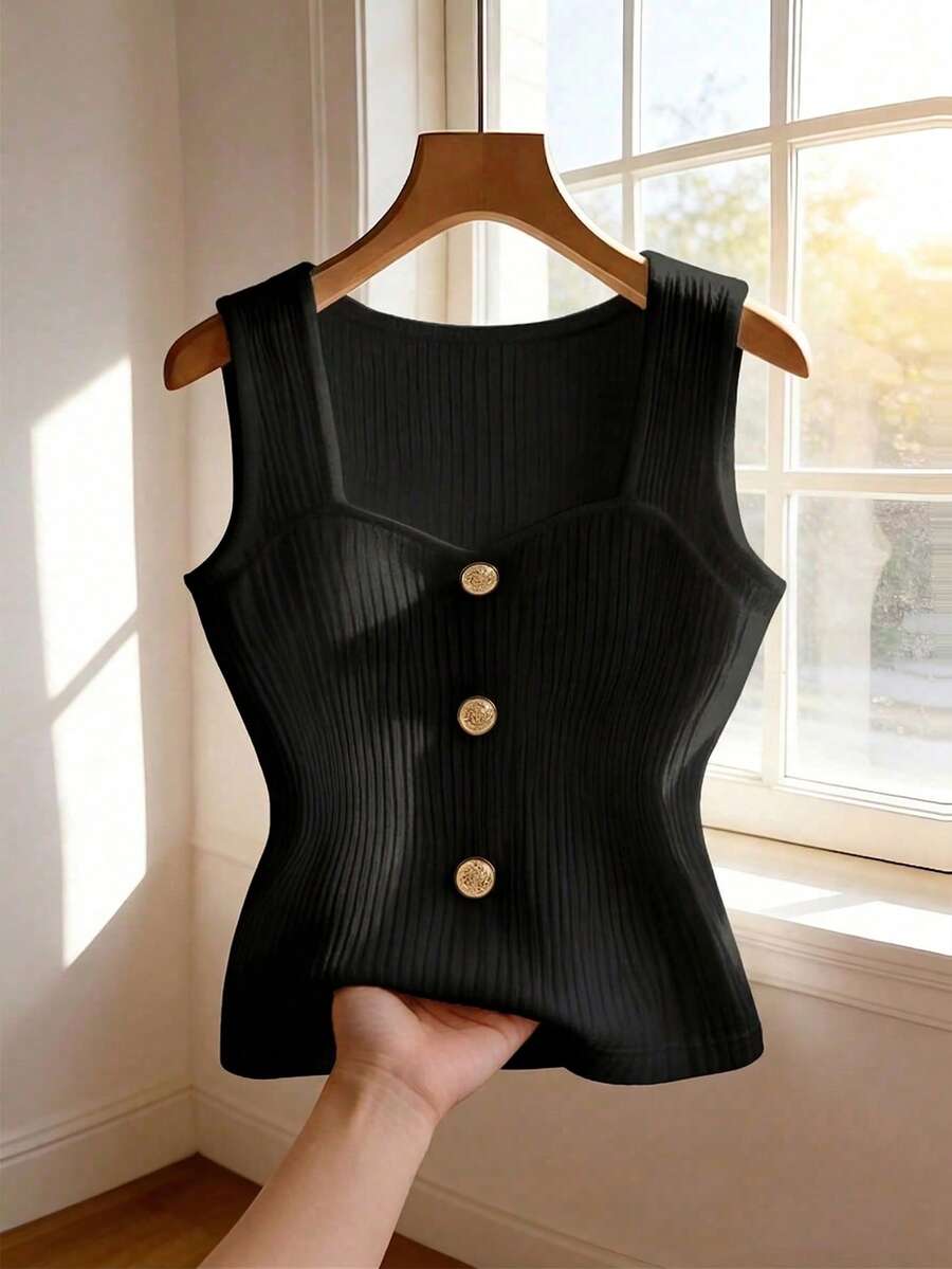 GlowEve Women's Summer Casual Metal Decor Camisole - Black - View 1