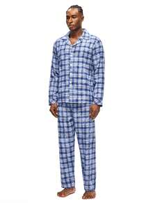 Rest Era Men's Plaid Long Sleeve Top And Pants Pajama Set - Multicolor - View 5
