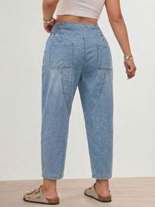 Bohemela Bohemian Plus Size Women's Jeans, Spring And Summer Outdoor, Vacation Pants, Loose And Comfortable Light Blue Traditional - Apricot - View 3