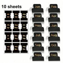 10 Sheets Adhesive Index Tabs, Writable Blank Monthly Planner Stickers, Double-Sided Bookmarks Note Labels, Removable Annotation Tags For Marking Classifying Organizing - Black-10 Sheets - View 8