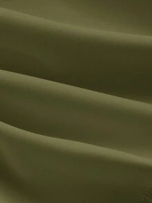 SHEIN MOD 大码女式高领纯色口袋连体裤，配腰带 - 軍綠色 - 查看 7
