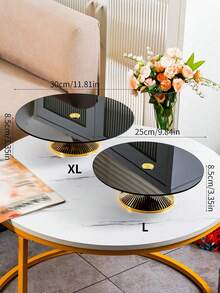 1PC Acrylic European Style Display Tray, Elegant Home Gathering Serving Platter, Party Wedding Birthday Decorative Board, Covered Storage Shelf For Living Room Kitchen Decor - Tall Plate With Gold Base and Black Plate - View 6