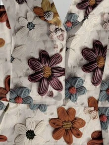 Franclia Damen Sommer Blume Muster Hemdkragen Kurzarm A-Linie Kleid, elegante Damenmode für Büro, Pendeln, Casual, formelle Anlässe, vielseitige urbane Mode - Verschiedenfarbig - Übersicht 5