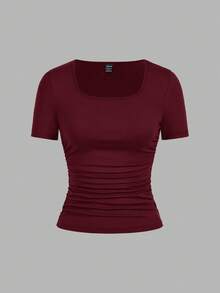 SHEIN EZwear 4pcs/Set Casual Minimalist Solid Color Comfortable Crew Neck Short Sleeve T-Shirts For Women, Suitable For Spring/Summer,Summer Top - Multicolor - View 10