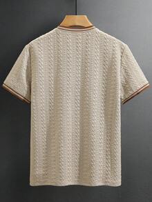 Manfinity CasualCool Men's Casual Contrast Trim T-Shirt, Summer - Khaki - View 2