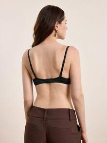 Hourtrue 1件纯黑色网眼衬垫钢圈性感舒适内衣 - 杏色 - 查看 2